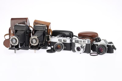 Lot 59 - A Group of Various Folding Roll Film and 35mm Cameras