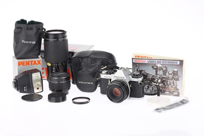 Lot 354 - A Pentax ME Super 35mm SLR Camera Outfit