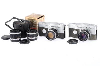 Lot 580 - A Pair of Olympus Pen-FT Film Camera Outfits