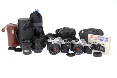 Lot 143 - A Selection of Pentax SLR Cameras and Lenses