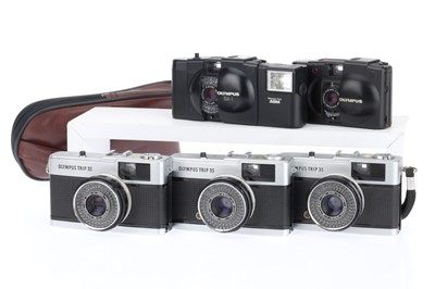 Lot 141 - Five Olympus 35mm Film Cameras