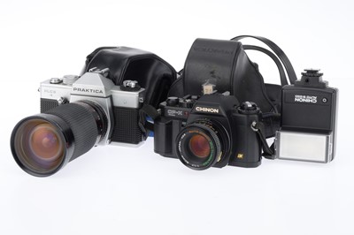 Lot 84 - A Praktica PLC3 and a Chinon CP-X Program 35mm SLR Cameras