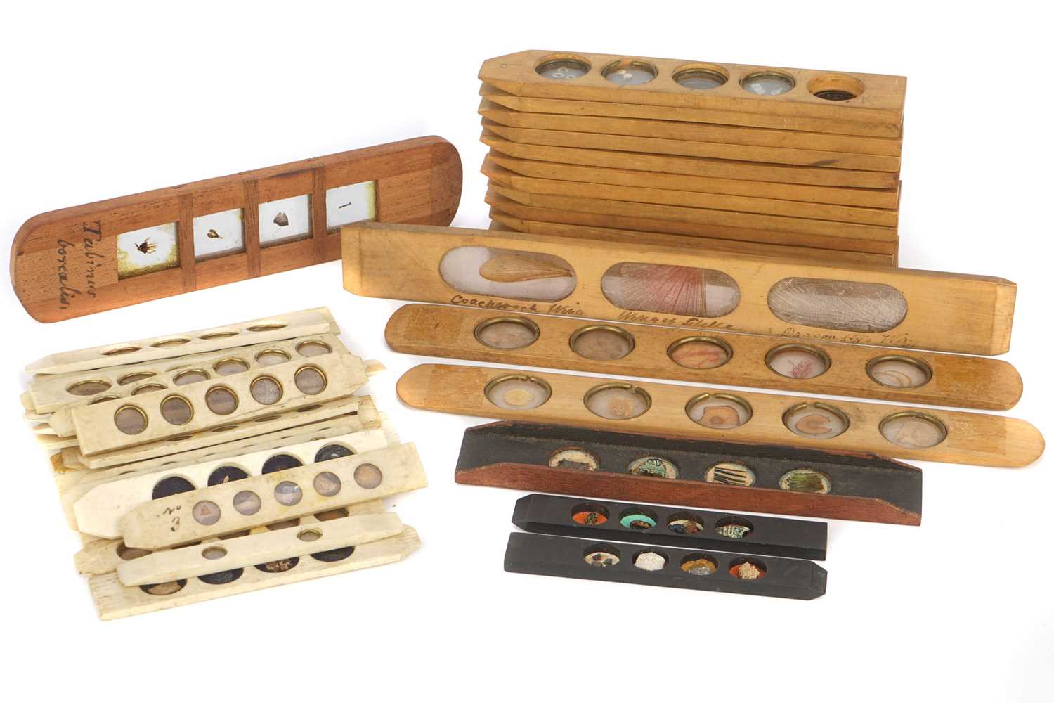 Lot 347 - A Collection of Early Microscope Slides,