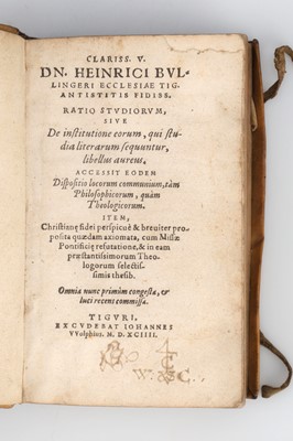 Lot 321 - Heinricus Bullinger, Ratio Studiorum, 1593