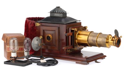 Lot 368 - Large Brass & Mahogany Magic Lantern