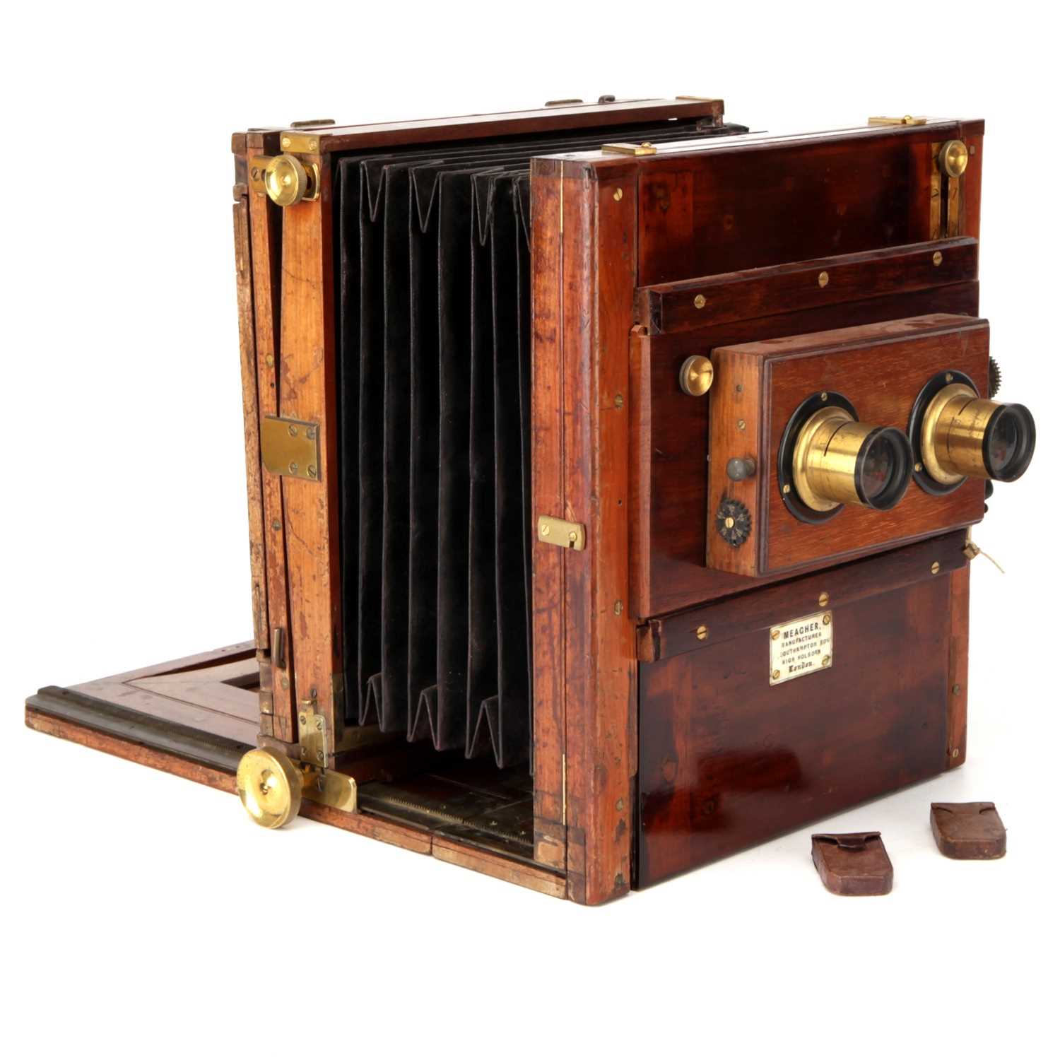 Lot 195 - A Meagher Whole Plate Mahogany Stereo Tailboard Camera