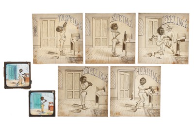 Lot 373 - Set of 5 Original Pencil/ink & Watercolour Drawings Relating to a Magic Lantern Slide Set