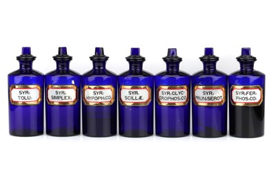 Lot 125 - Collection of 7 Large Chemists Syrup Bottles