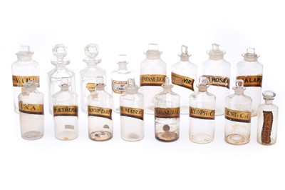 Lot 652 - A Collection of Clear Glass Apothecary Chemists Bottles