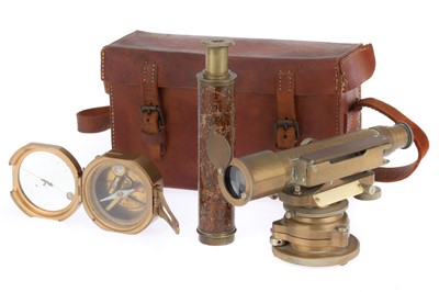 Lot 688 - A Cased Surveyors Level, Telescope & Compass