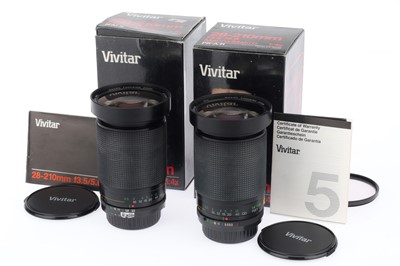 Lot 209 - A Pair of Vivitar f/3.5-5.6 28-210mm Macro Zoom Lenses