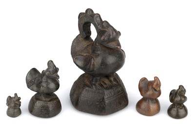 Lot 301 - A Collection of 5 19th Century Bronze Burmese Opium Weights