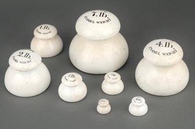 Lot 290 - Set of 8 Imperial Enamel Weights, Wedgewood