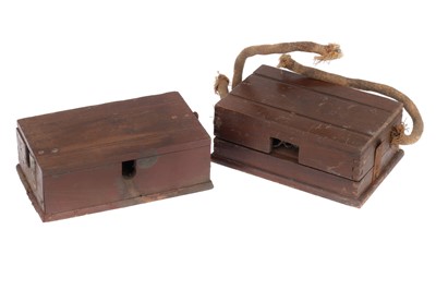 Lot 383 - A Pair of Wooden Junction Boxes