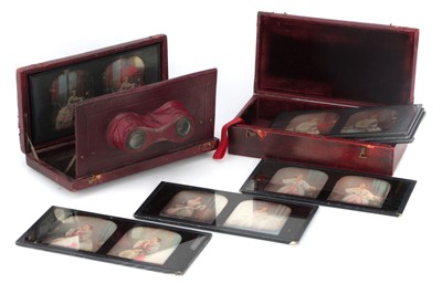 Lot 528 - Cased Set of 7 Tinted Stereo Daguerrotype Images, Claudet