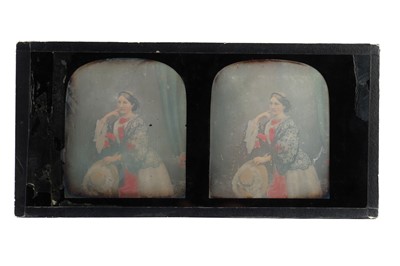 Lot 528 - Cased Set of 7 Tinted Stereo Daguerrotype Images, Claudet