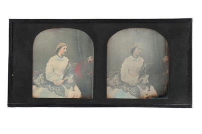 Lot 528 - Cased Set of 7 Tinted Stereo Daguerrotype Images, Claudet