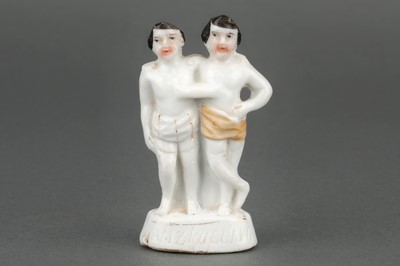 Lot 171 - Porcelain Fugure of Chang & Eng Bunker, the Original Siamese Twins