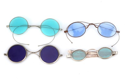 Lot 13 - Four Pairs of 19th Century Spectacles with Blue and Green Lenses