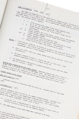 Lot 424 - Private Print, The Collector's Check List of Leica Cameras, Lenses & Accessories