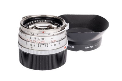 Lot 54 - A Leitz Summilux f/1.4 35mm 'Steel Rim' Lens