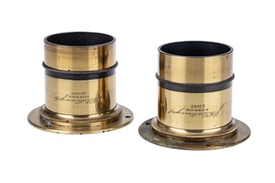 Lot 329 - A Pair of J. H. Dallmeyer Stereo Rotary Waterhouse Stop Brass Lenses