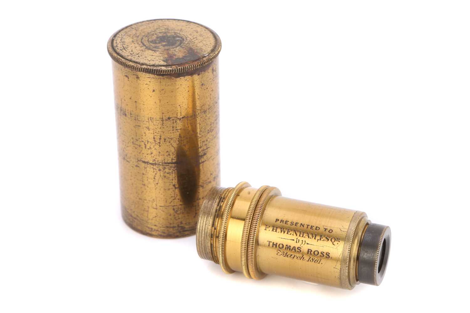 Lot 2 - A Presentation Microscope Objective From Thomas Ross to Francis Wenham, 1861