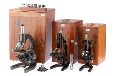 Lot 438 - Collection of 3 Microscopes By Baker, London