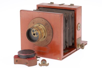 Lot 173 - A Small Brass & Mahogany Tailboard Camera