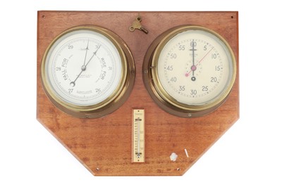 Lot 432 - Large Ships Bulkhead Clock & Barometer