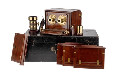 Lot 328 - A J. H. Dallmeyer Stere Wetplate Mahogany & Brass Camera