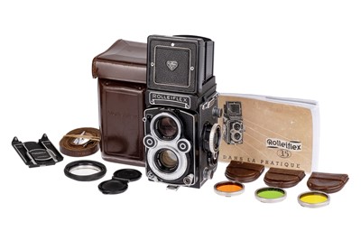 Lot 256 - A Rollei Rolleiflex 3.5F 'White Face' Medium Format TLR Camera