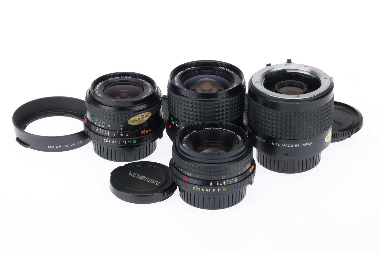 Short Camera Lens Lot 213 - A Group of Minolta Short Prime Lenses,