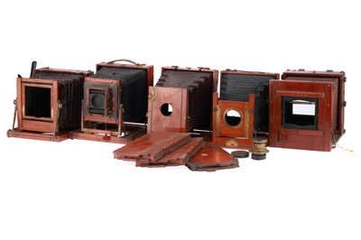 Lot 320 - Collection of 5 Halfplate Brass & Mahogany Cameras