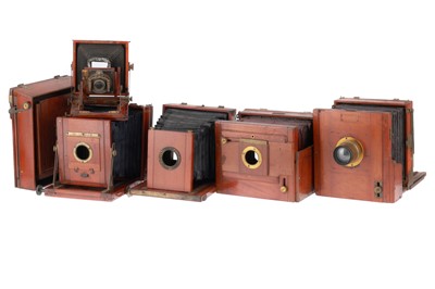 Lot 460 - A Selection of Mahogany and Brass Cameras