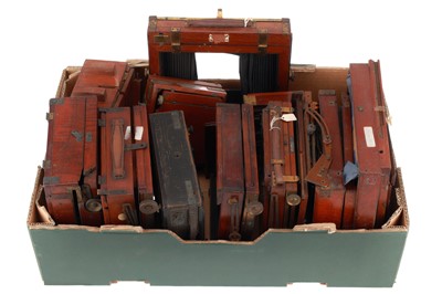 Lot 454 - A Selection of Small Mahogany and Brass Cameras and Parts