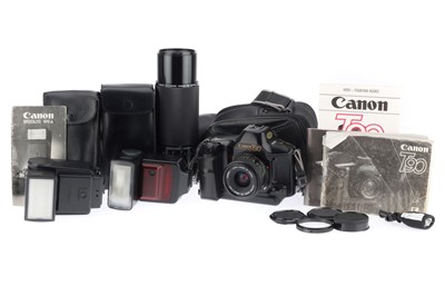 Lot 131 - A Canon T90 35mm SLR Camera Outfit