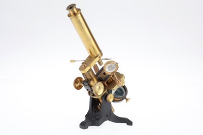 Lot 831 - Large Brass Microscope & Lamp