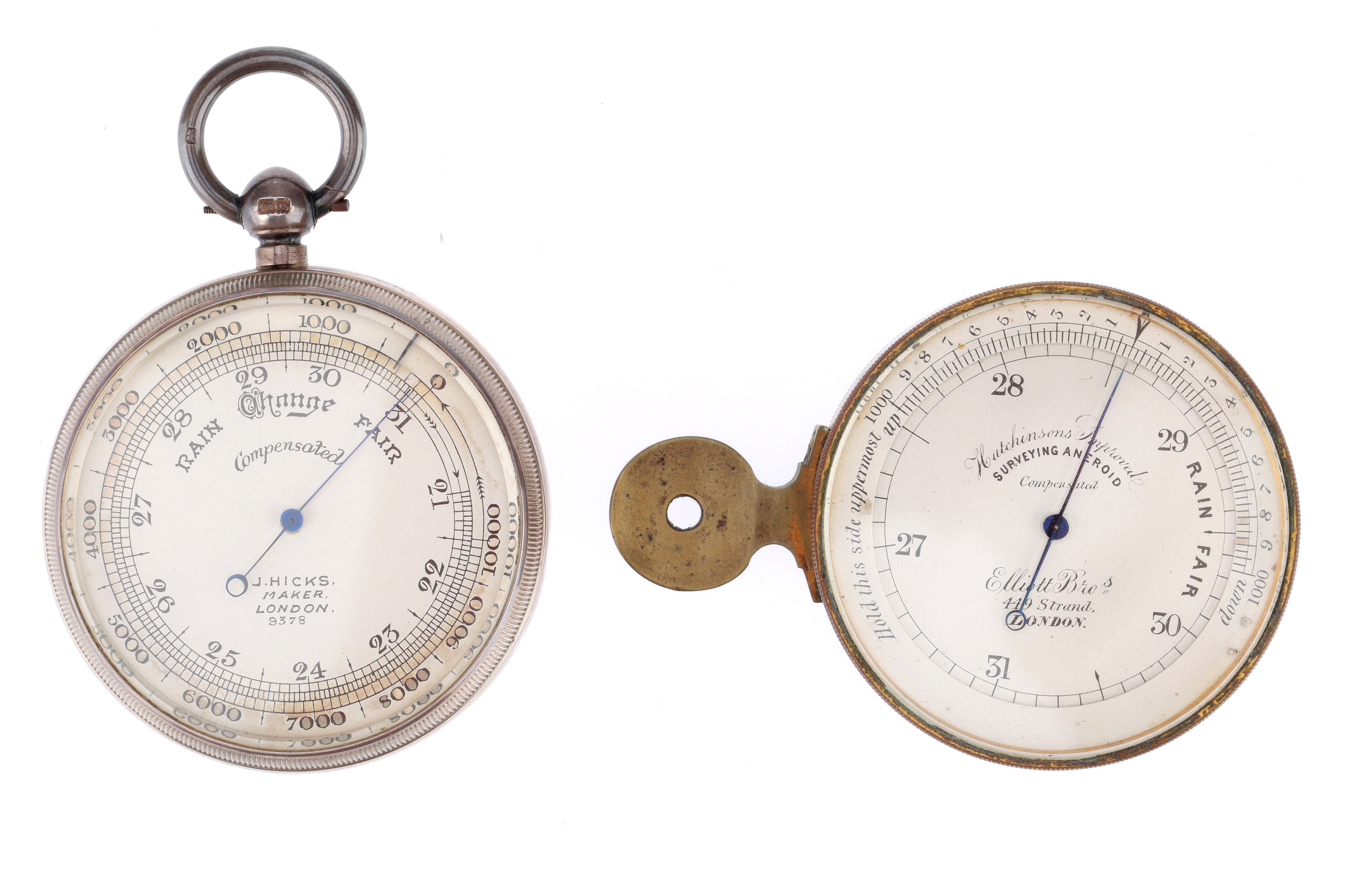 Lot 857 - Pair of Pocket Barometers,