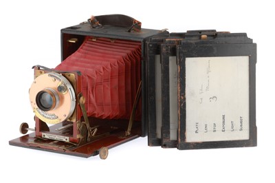 Lot 431 - A Thornton Pickard Nimrod Automan Quarter Plate Mahogany & Brass Camera