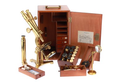 Lot 238 - Large & Fine Binocular & Monocular Victorian Binocular Microscope, J. B. Dancer