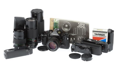 Lot 91 - A Comprehensive Canon A-1 Camera Outfit