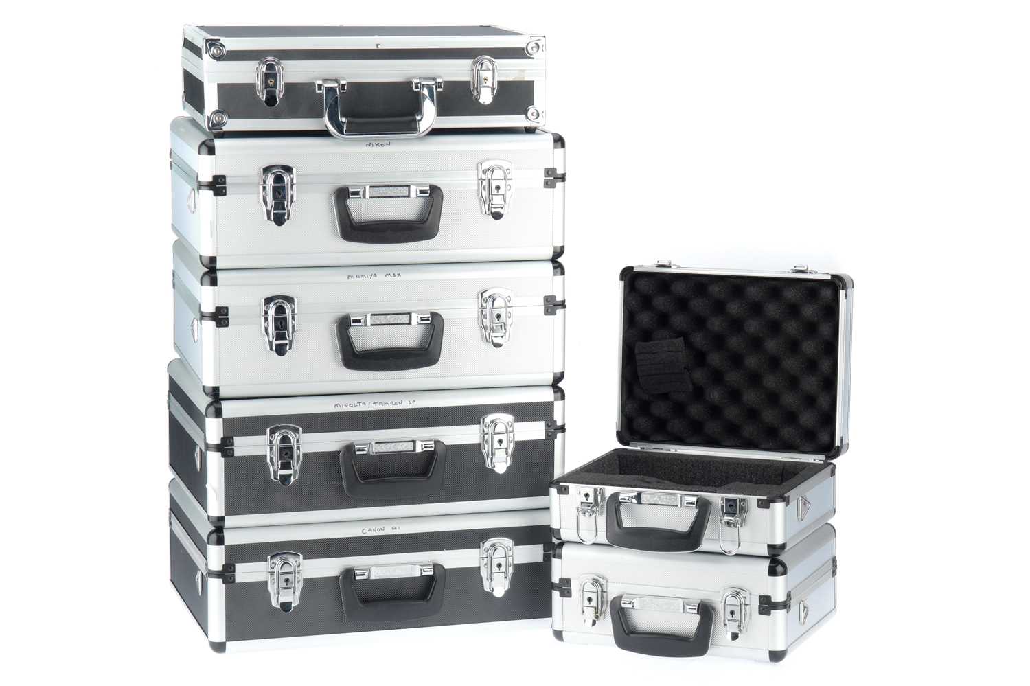 Lot 314 - A Selection of Aluminium Camera Travel Cases,