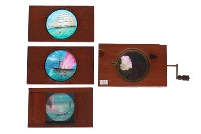 Lot 91 - Magic Lantern Slides, Sailing Ship on Fire, Dissolve Set