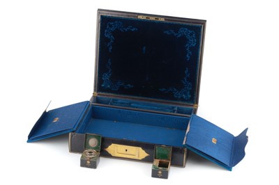 Lot 129 - A Very Fine Indigo Leather Writing Slope, L. Leuchars