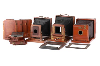 Lot 257 - A Group of Mahogany and Brass Cameras