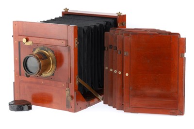 Lot 255 - A Mahogany and Brass Full-Plate Portrait Tailboard Camera