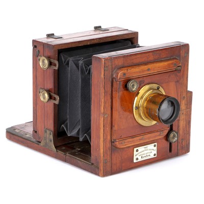 Lot 231 - A Photographica Supply Association Quarter Plate Mahogany Tailboard Camera