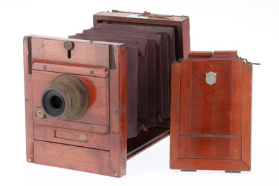 Lot 256 - A Lancaster Quarter Plate Mahogany and Brass Tailboard Camera