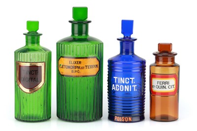 Lot 166 - Collection of 4 Victorian Apothecary Poison Bottles